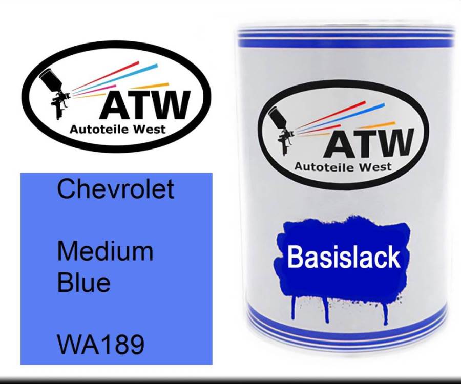 Chevrolet, Medium Blue, WA189: 500ml Lackdose, von ATW Autoteile West.